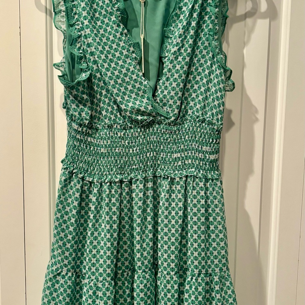 Max Studio Green Patterned Midi Dress